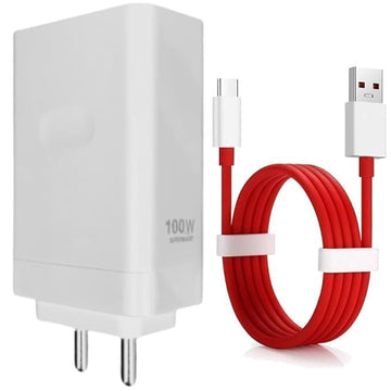 Original 100W SuperVOOC USB Fast Charger with Cable – Compatible with OnePlus – White (2024INC0417)
