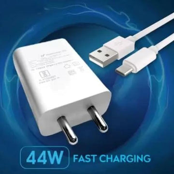 44W Flash Charge Charger with Cable Adapter Compatible with Vivo V21,V21 Pro,V23 5G,V23e 5G,V23 Pro 5G,vivo 23e, iqoo Z5,Z6,Z6x, iqoo neo 3, iqoo neo 6,neo 7 & Other Devices (White)(Cable Included)