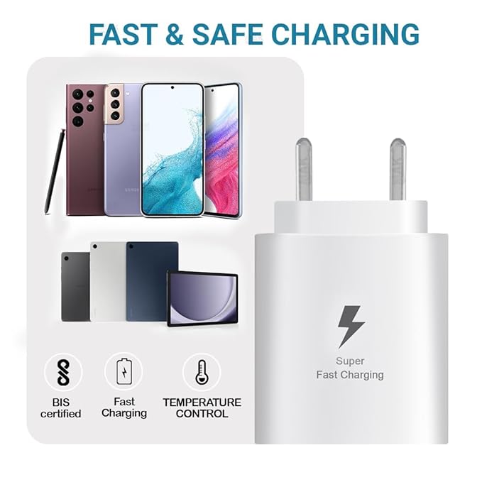 Samsung 25W Type C-Type-C Adaptive Fast Mobile Charger With 1 Mt Cable White