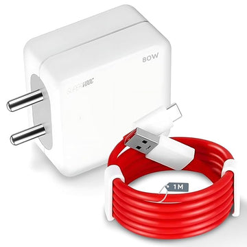WSOKO Original 80W SuperVOOC Charger Compatible with Oneplus | 10Pro, 10T, 10R, 9Pro, 9, 9R, 9RT, Nord 2T, Nord 2, 8, 8t, 7, 7t, 6, 6t, 5, 5t (Adapter & Cable