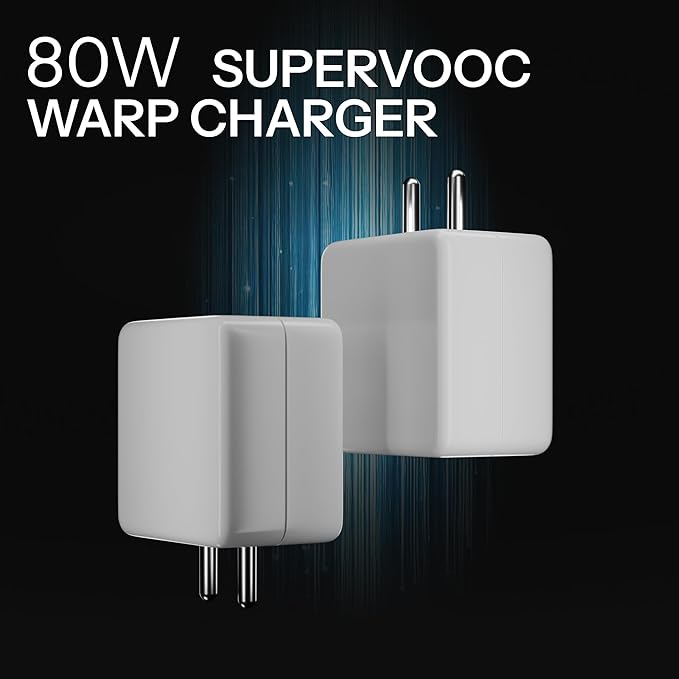 WSOKO 80W SUPERVOOC Charger for Oneplus | 80W Warp/Dash/Supervooc Adapter with Type C Dash Cable Compatible for Oneplus 13/13R/12/12R/11/11R/10/10 Pro/9/9 Pro/ 9R/ 8/ 8T/7/Nord/CE 3 & Other Devices