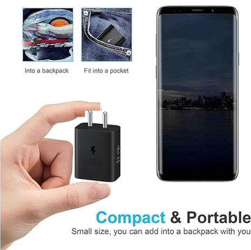 Original 25W Adapter for Samsung A54 5G (New Model*Black)