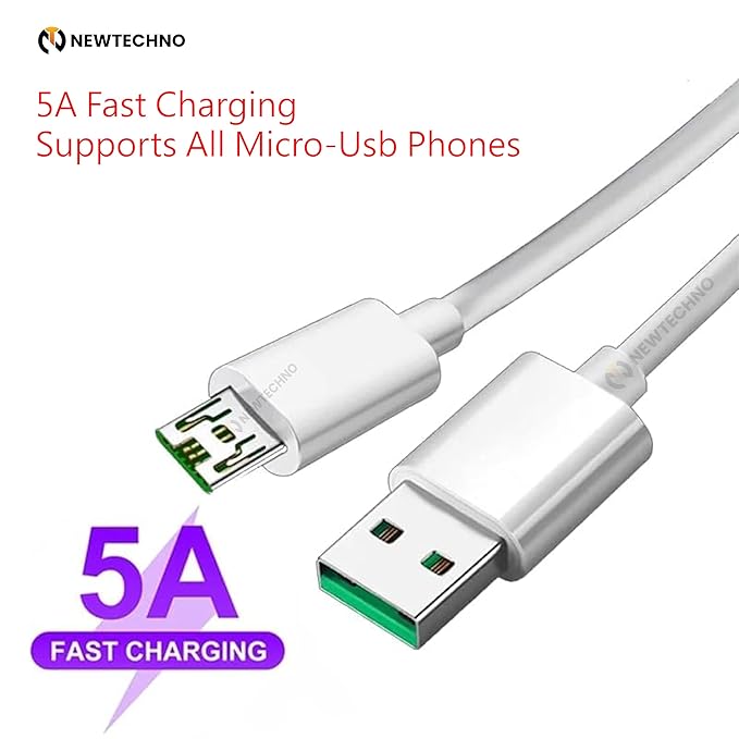 5V/4A Flash Super Vooc Micro USB 7 Pin Data Sync Fast Charging Cable for Cellular Phones Oppo Reno/Oppo F9 Pro/ F11 Pro Upto 4Amp for All Oppo Smartphones
