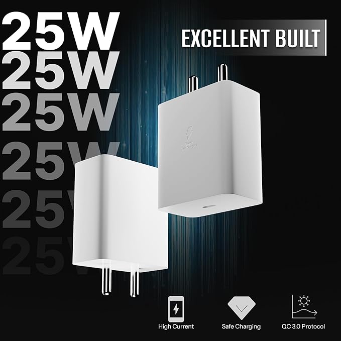 WSOKO USB-C Superfast Charger Adapter Compatible with Samsung Galaxy S/A/M/F/Z Series-Compatible with S25/S24/S23/S22 Ultra/S21/21FE/S20/Note/M54/M53 5G/M33/M23/A34/A54 5G/A13 & More(White)