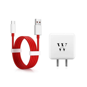 WSOKO 85W SUPERVOOC Charger with Type C Cable 100 cm Compatible with Infinix, Realme, Redmi, Nothing, Pixel & Other Smartphones | C Type Charger Supports Dash,Warp, Vooc, 85 w Charger, White