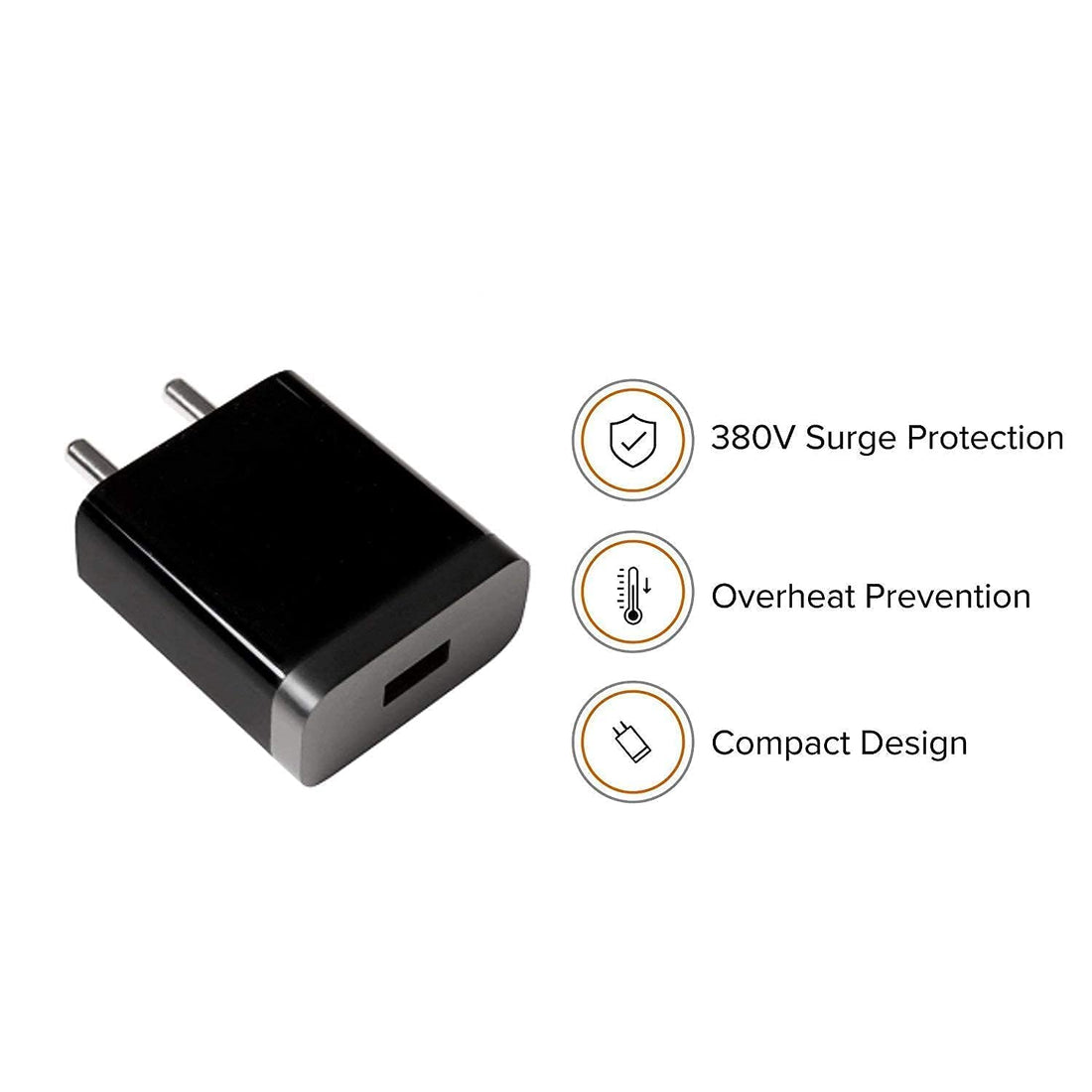 Fast Charger Combo for Xiaomi Redmi 6A/7A/Note 6 Pro/Redmi 5/4/Note 5/7 – Standard Travel Adapter with 5V 2.4A Data Cable (Black)