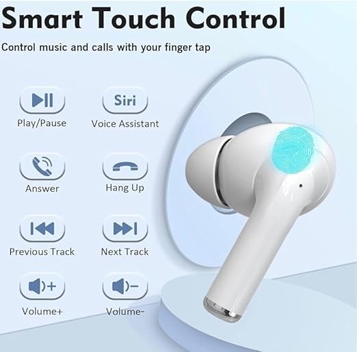 WAOKO Airbuds pro 2nd Generation with (C-Type) Charging Case (White) TWS in-Ear Earphone | Bluetooth 5.3, Mic & | Earbuds True Wireless in Ear Headset | Active Noise Cancellation pro