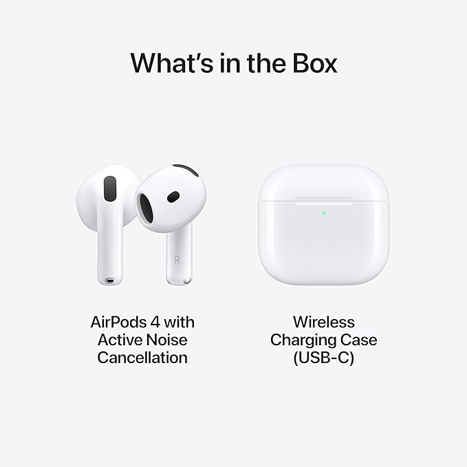 WSOKO Apple AirPods 4 Wireless Earbuds, Bluetooth Headphones, Personalised Spatial Audio, Sweat and Water Resistant, USB-C Charging Case, H2 Chip, Up to 30 Hours of Battery Life, Effortless Setup for iPhone