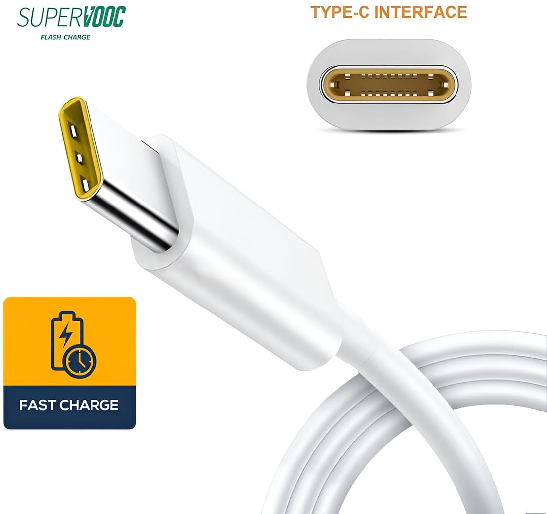 GHEREL 45W Fast Charger with USB Type-C Cable – Compatible with Oppo F21 Pro, A38, Reno 11/11 Pro – White