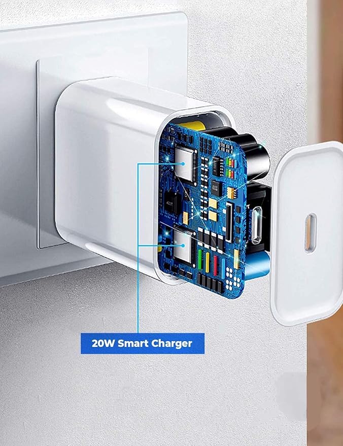 WSOKO Original 20W Fast Charger for iPhone 11/12/13/14 Series, iPads, Earpads, Android Devices (Adapter and Cable)
