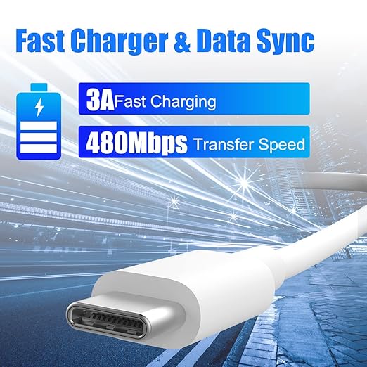WSOKO Samsung Original Type C to C 3.3 FT 25W Fast Charging USB C Cable High-Speed Data Transfer & Power Delivery, for Galaxy A06,F06,A16,M05s,A25,S25,M15,F15,A15,A14,M14,F14,M34,F34,S23 Type-C Cord, White