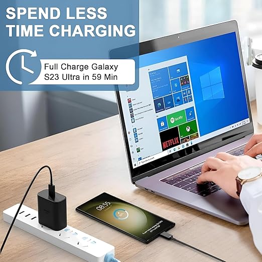 Samsung 25W Type C-C Charger Black (Adapter With Cable)